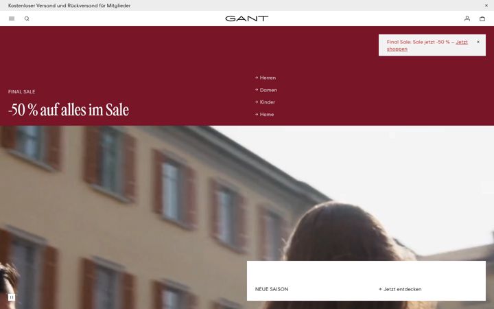 Screenshot of gant.de