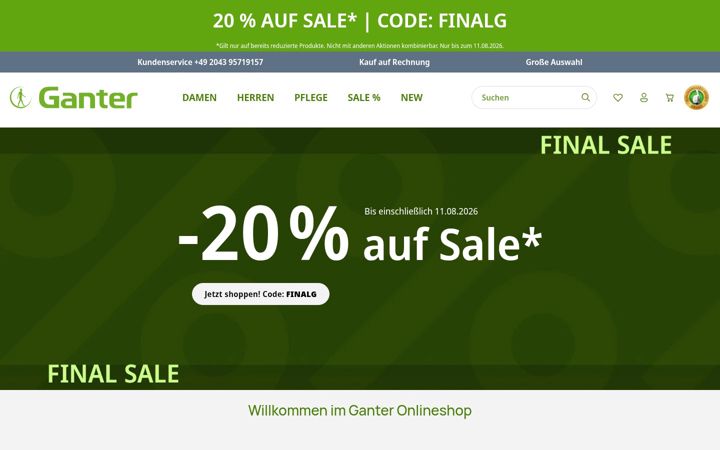 Screenshot of ganter-schuhe.com