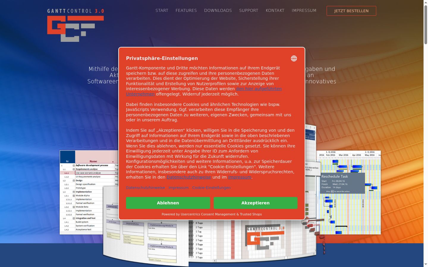 Screenshot des Einwilligungsbanners vor jeglicher Interaktion