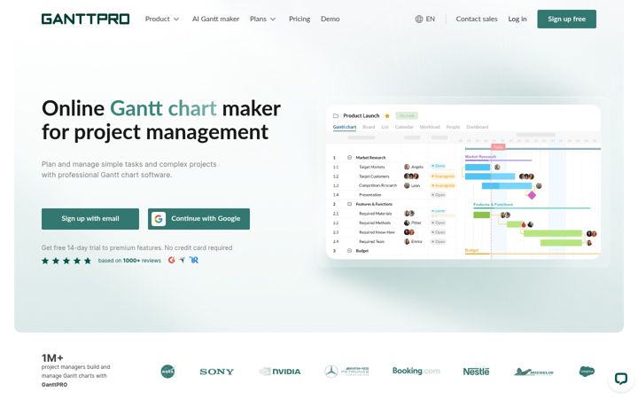 Screenshot of ganttpro.com