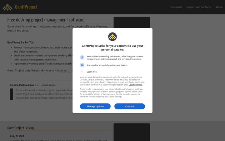 Skärmbild av ganttproject.biz