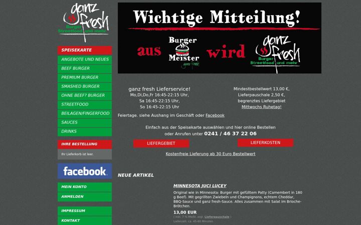 Screenshot of ganzfresh.de