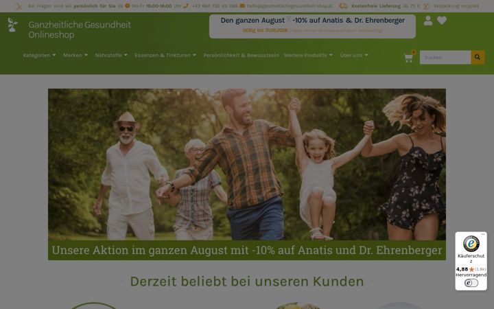 Screenshot of ganzheitlichegesundheit-shop.at