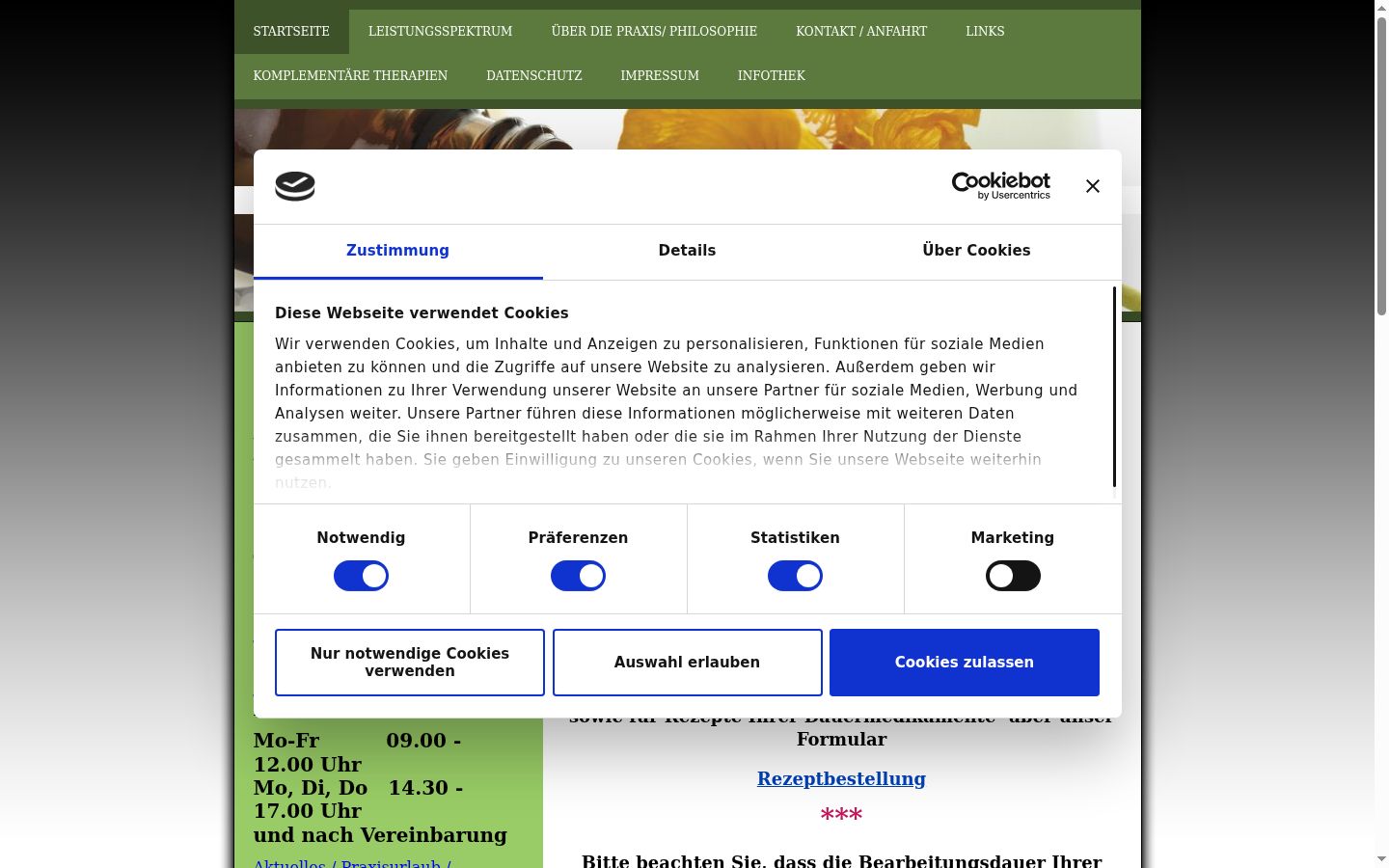 Screenshot del banner di consenso mostrato prima di qualsiasi interazione