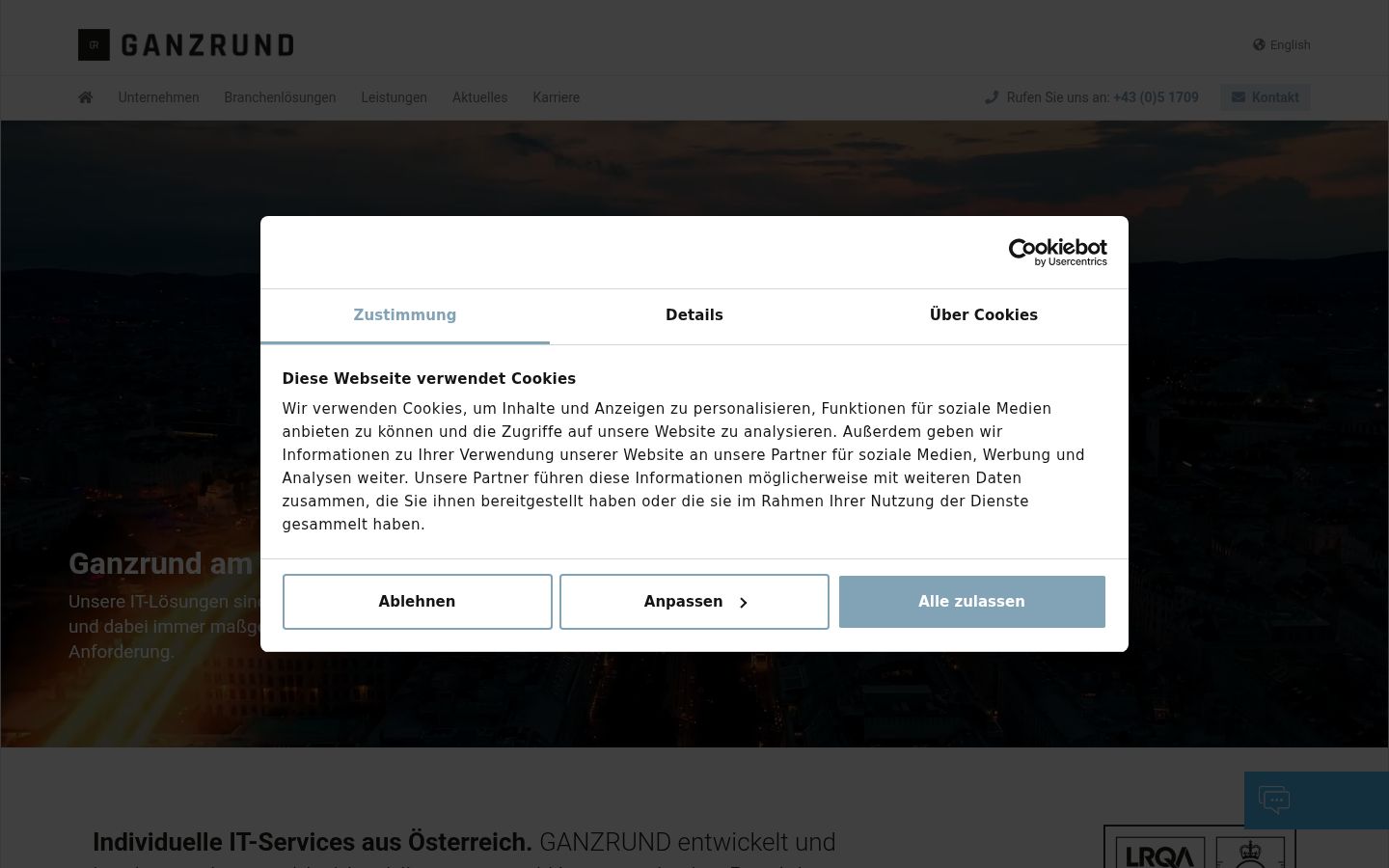 Skärmbild av samtyckesbannern som visades före någon interaktion