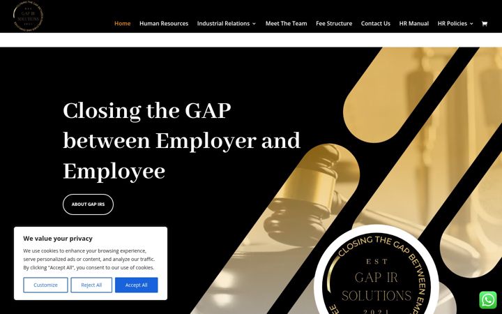 Screenshot of gap-irs.co.za