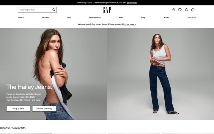 Screenshot of gap.co.uk