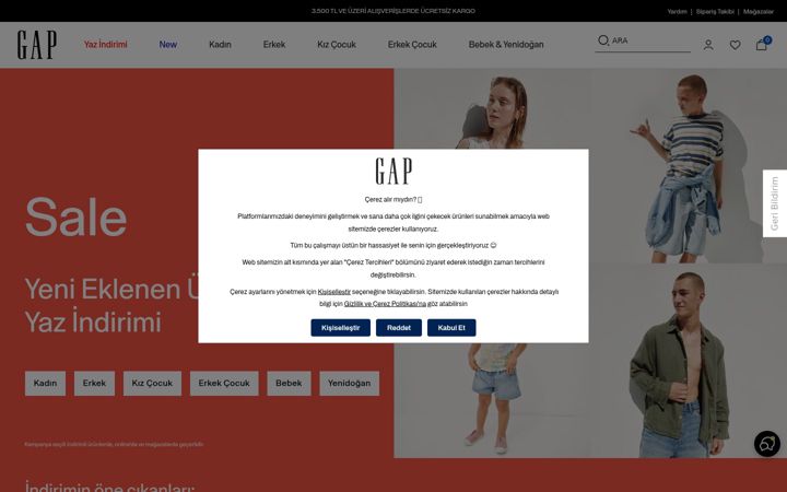 Screenshot of gap.com.tr