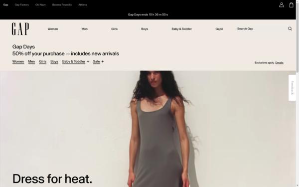 Screenshot of gap.com