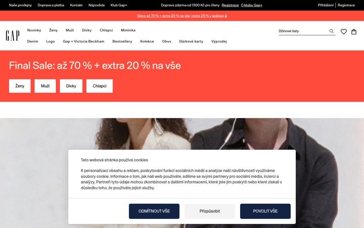 Screenshot of gap.cz