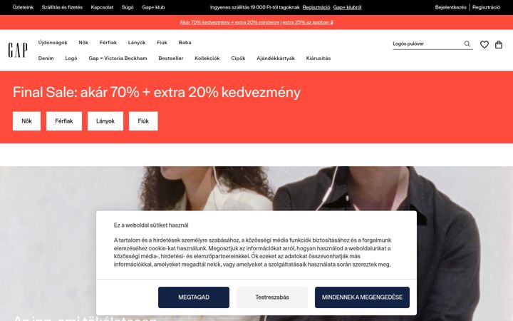 Screenshot of gap.hu