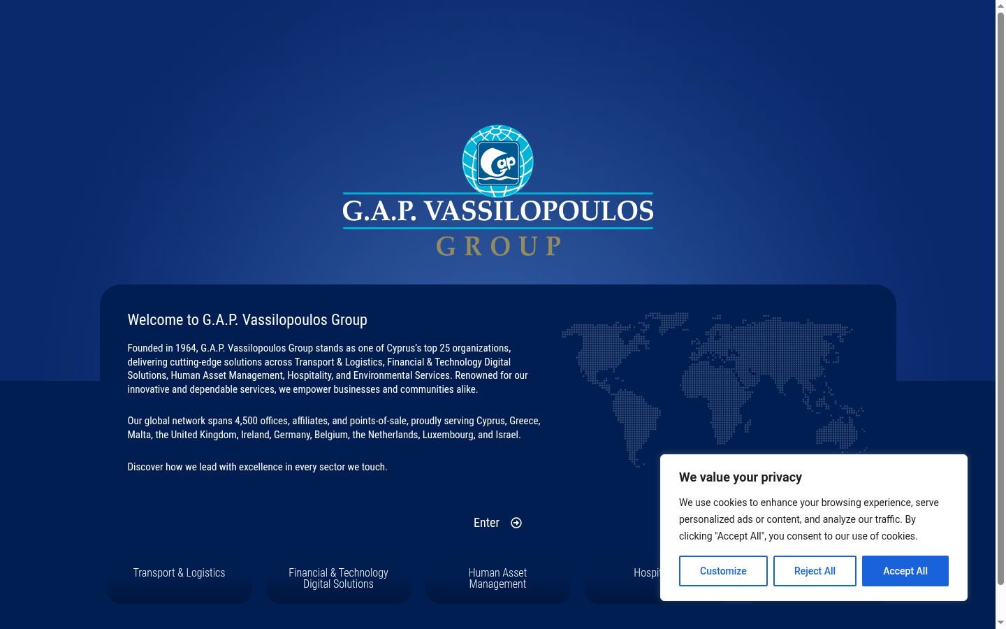 Screenshot of the consent banner shown before any interaction