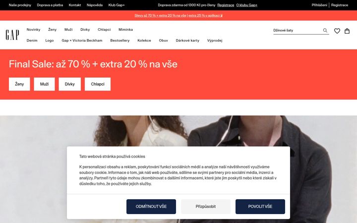 Screenshot of gapstore.cz