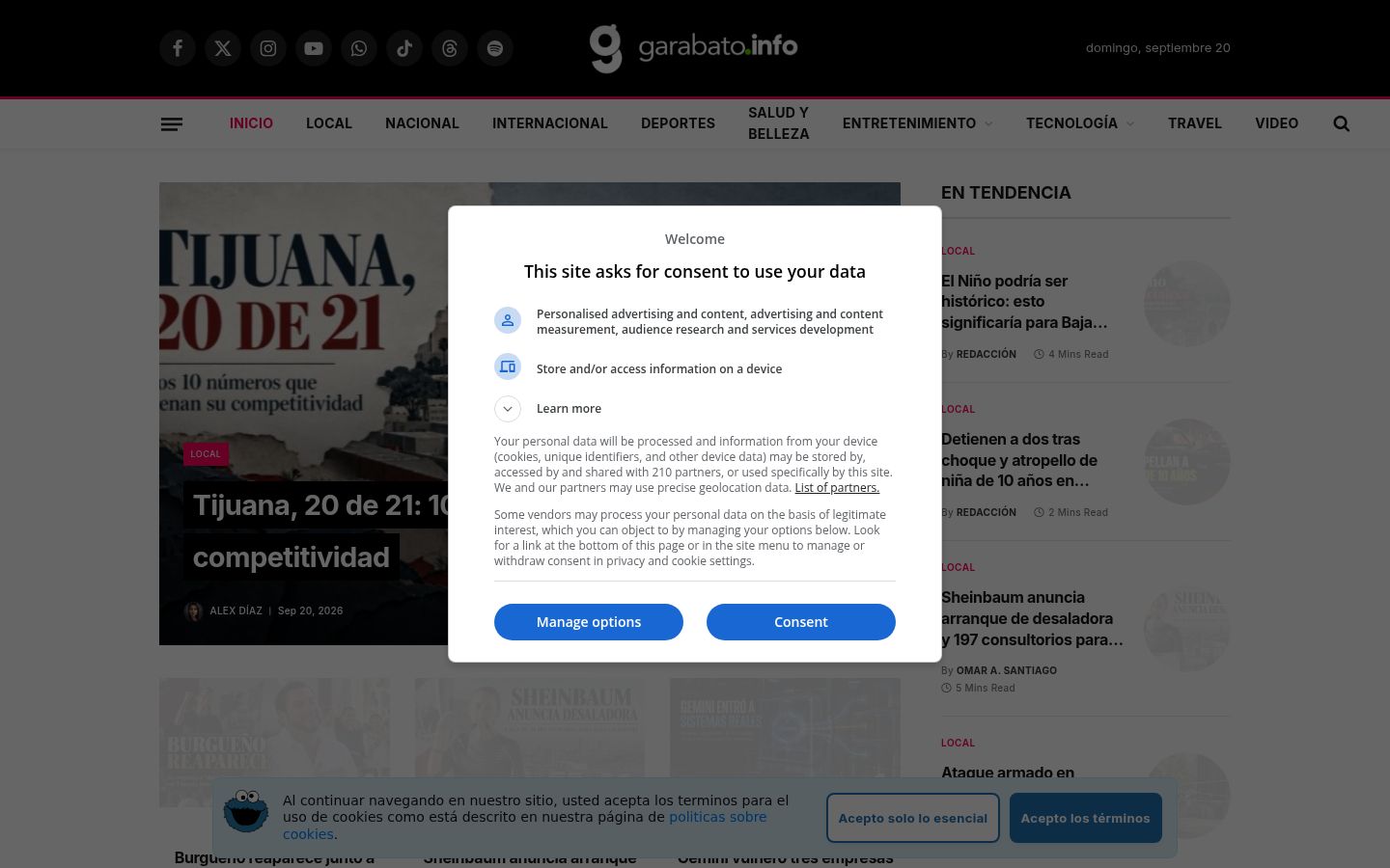 Zrzut ekranu banera zgody wyświetlanego przed jakąkolwiek interakcją