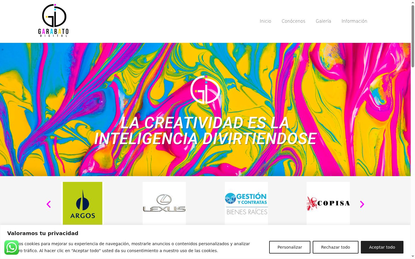 Captura de ecrã do banner de consentimento apresentado antes de qualquer interação