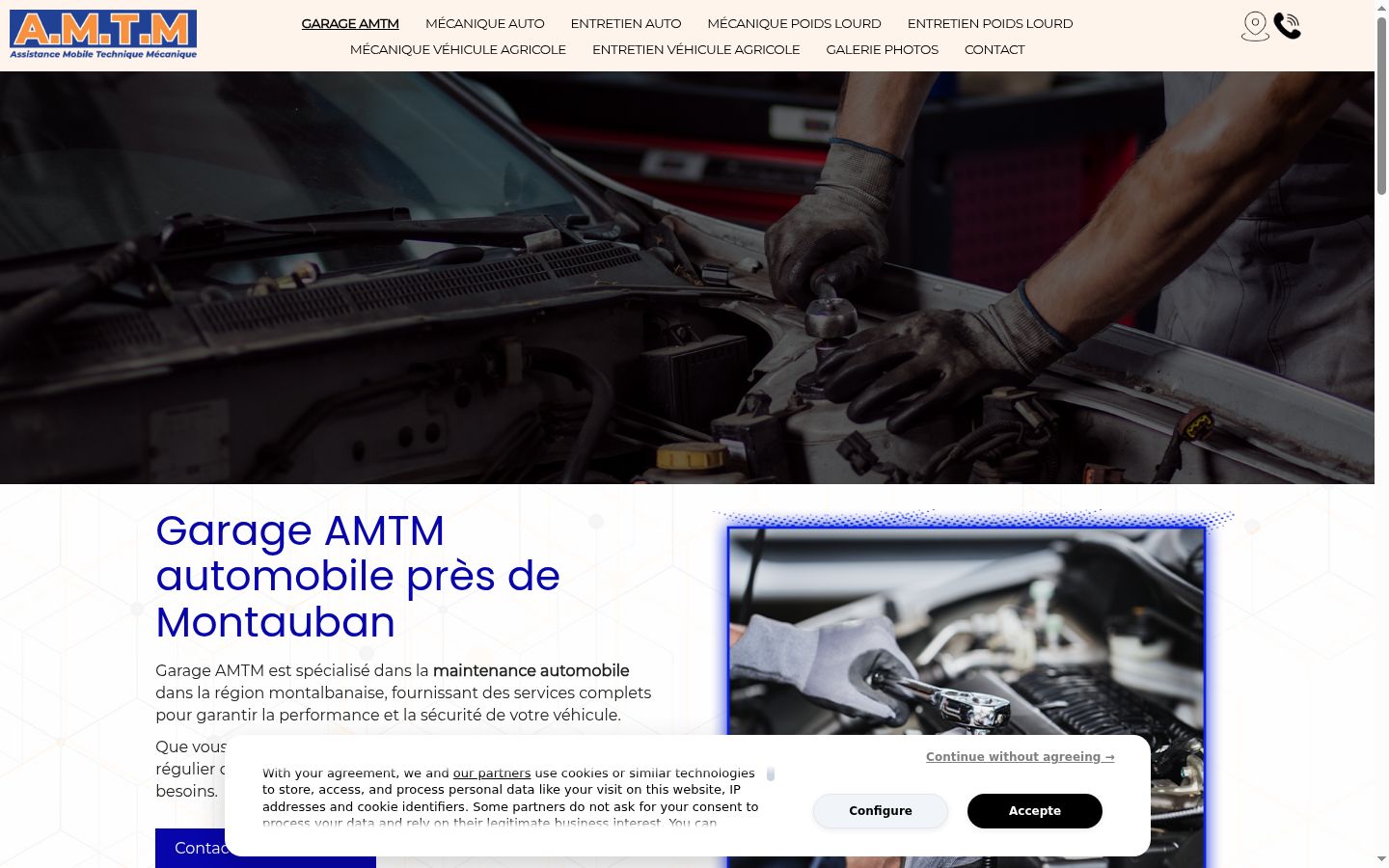 Captura de ecrã do banner de consentimento apresentado antes de qualquer interação