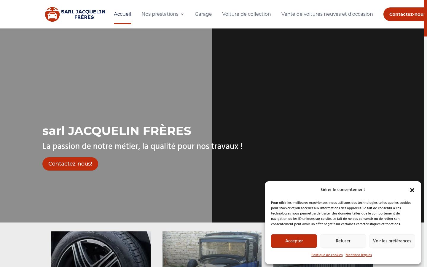 Capture d'écran de la bannière de consentement affichée avant toute interaction