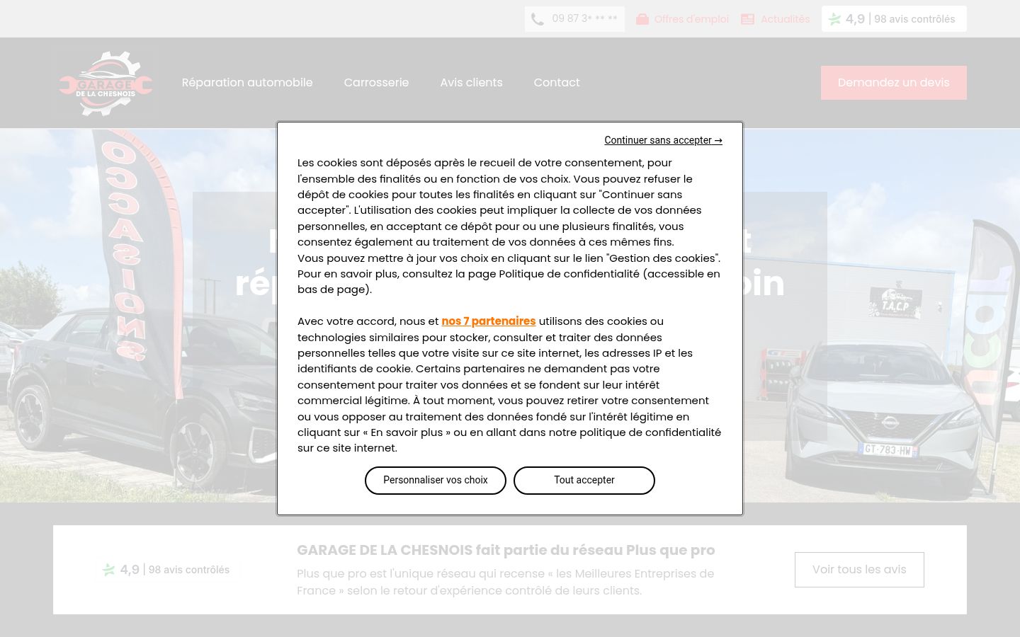 Screenshot del banner di consenso mostrato prima di qualsiasi interazione