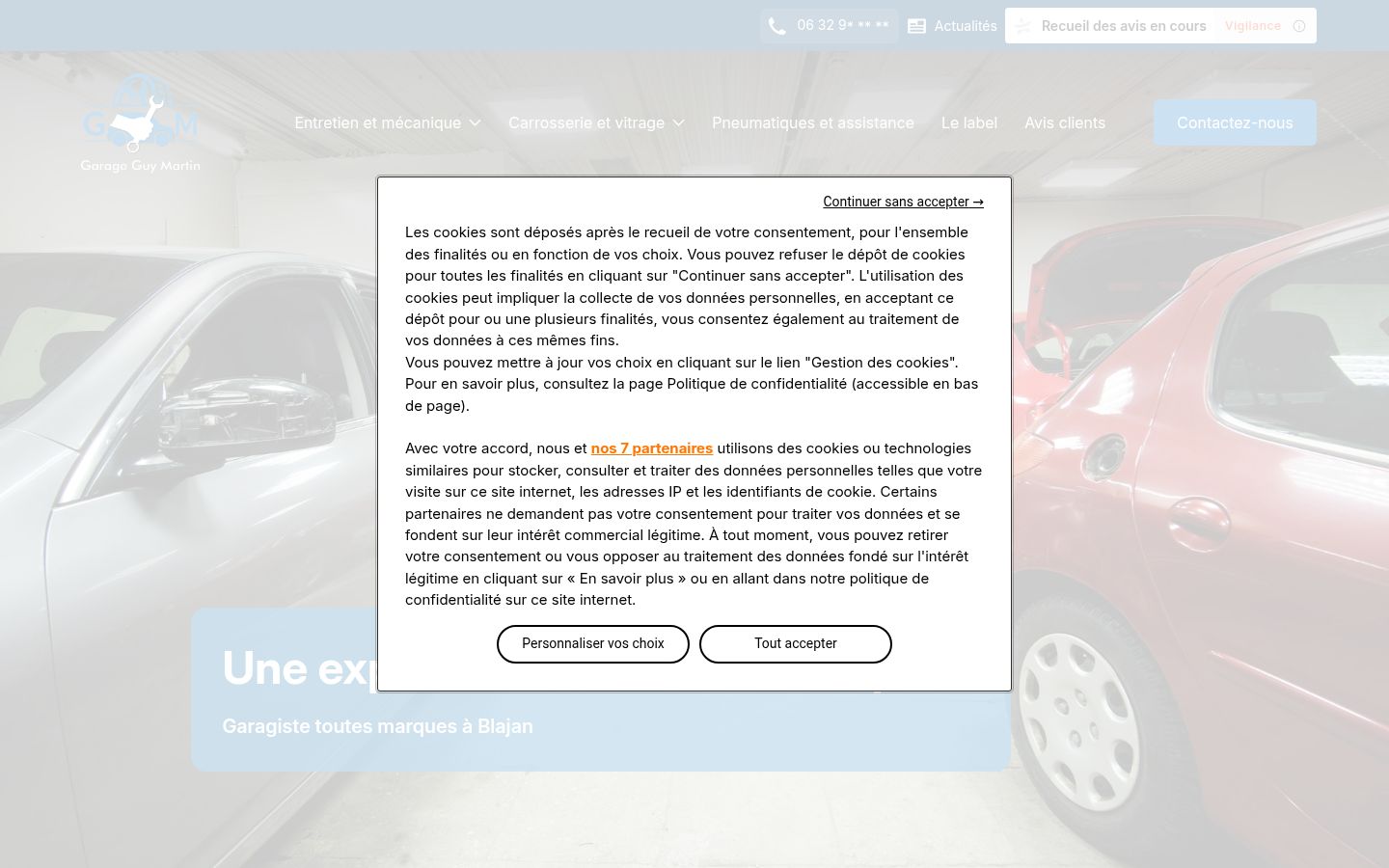 Screenshot del banner di consenso mostrato prima di qualsiasi interazione