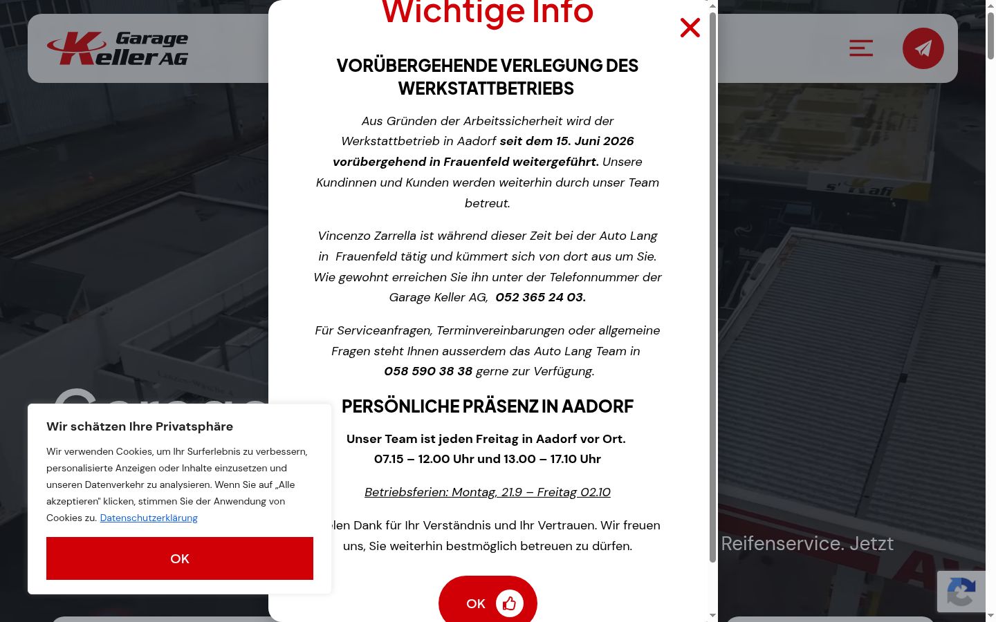 Skärmbild av samtyckesbannern som visades före någon interaktion