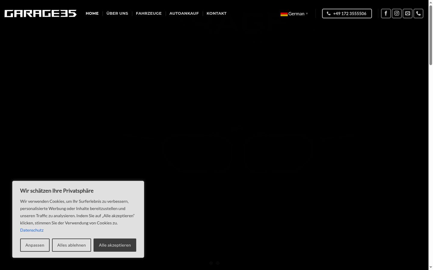 Captura de pantalla del banner de consentimiento mostrado antes de cualquier interacción