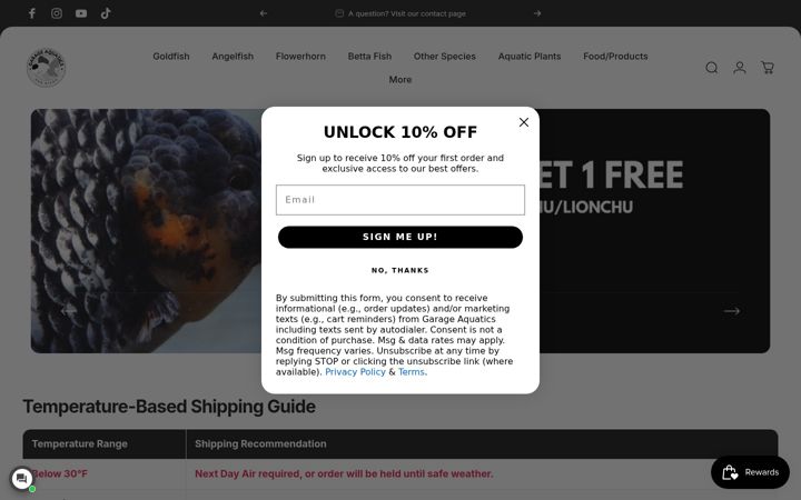 Screenshot of garageaquatics.com