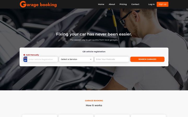 Screenshot of garagebooking.net