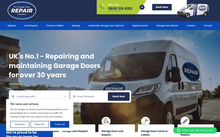 Screenshot of garagedoorrepaircompany.uk