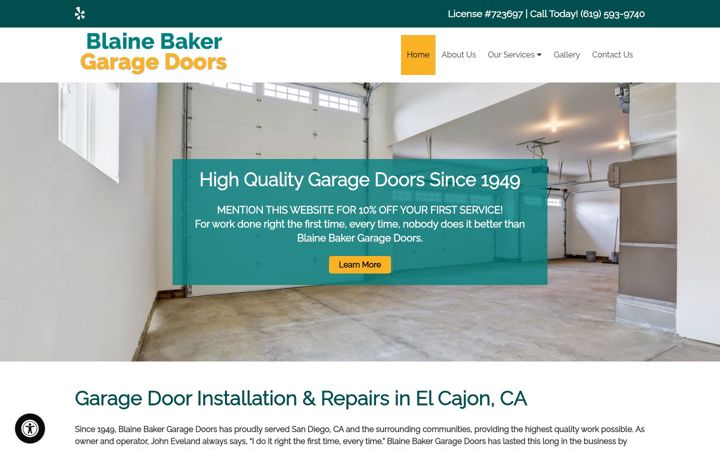 Screenshot of garagedoorservicesd.com