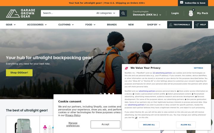 Screenshot of garagegrowngear.com