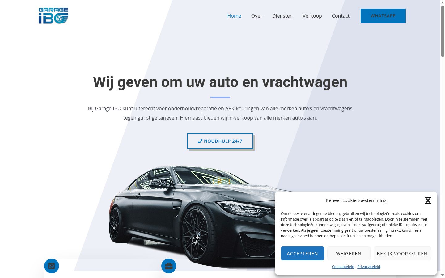 Screenshot van de toestemmingsbanner zoals getoond vóór enige interactie