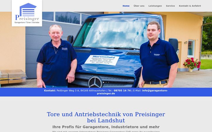 Screenshot of garagentore-preisinger.de