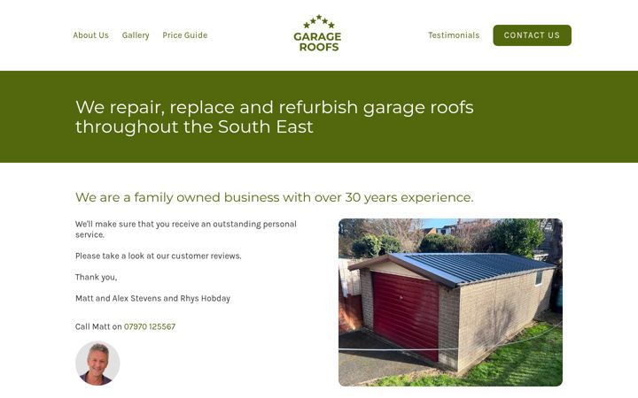 Screenshot of garageroofs.co.uk