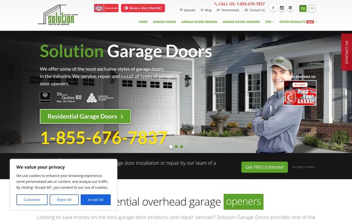 Screenshot of garagesolution.ca