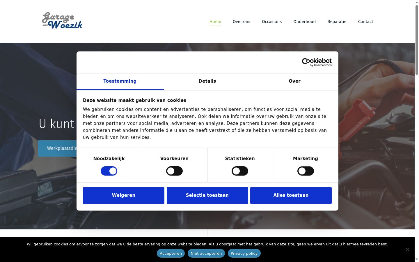 Screenshot del banner di consenso mostrato prima di qualsiasi interazione