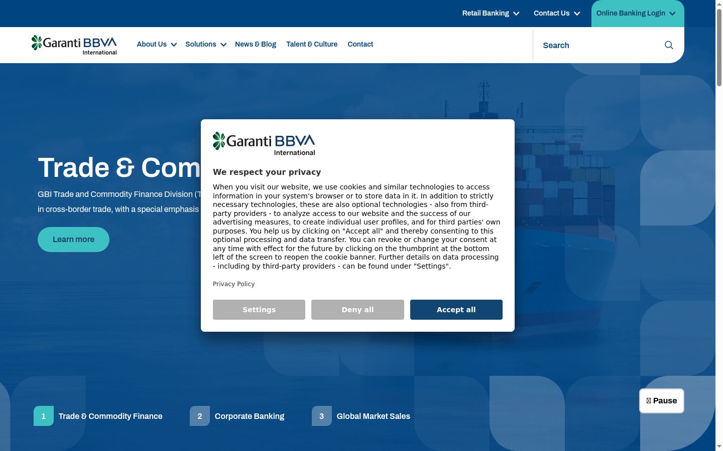 Screenshot del banner di consenso mostrato prima di qualsiasi interazione
