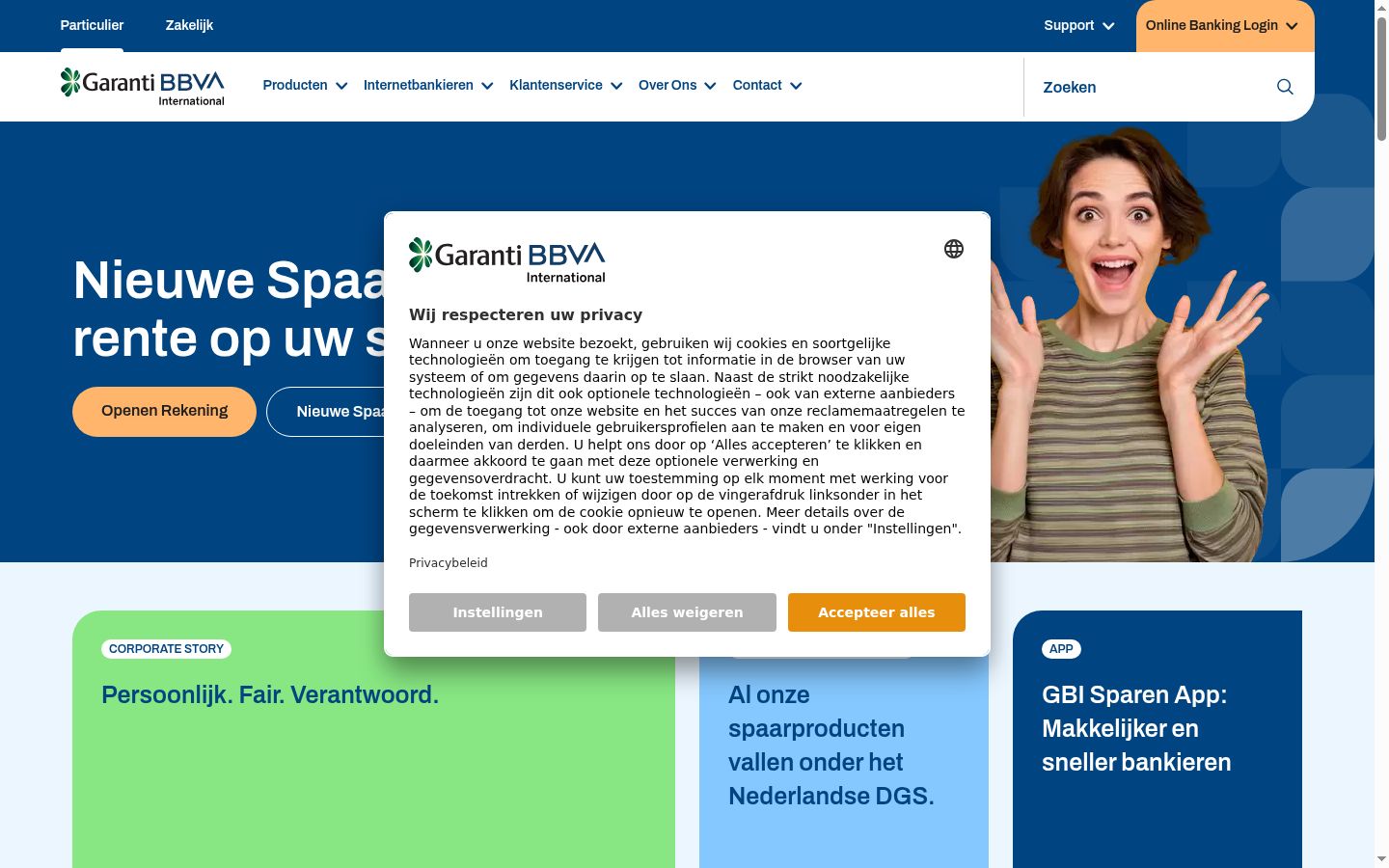 Screenshot del banner di consenso mostrato prima di qualsiasi interazione