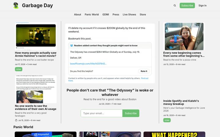 Screenshot of garbageday.email