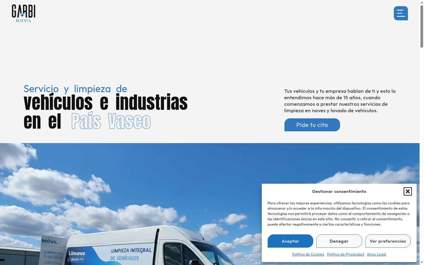 Captura de pantalla del banner de consentimiento mostrado antes de cualquier interacción
