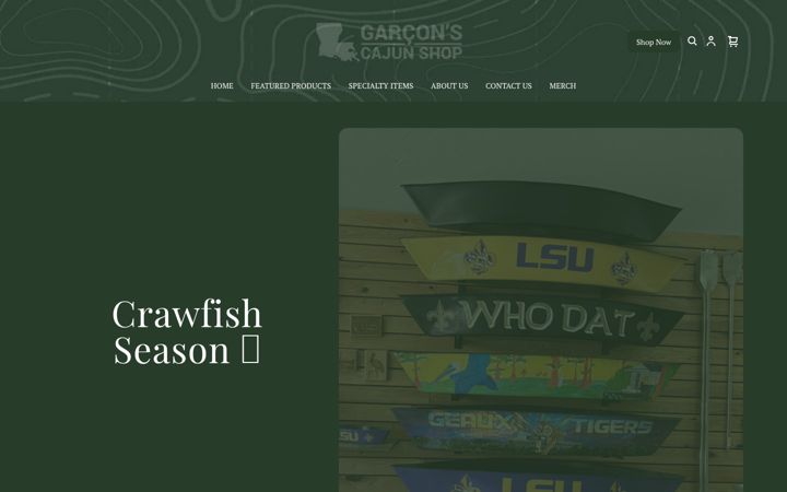 Screenshot of garconscajunshop.com