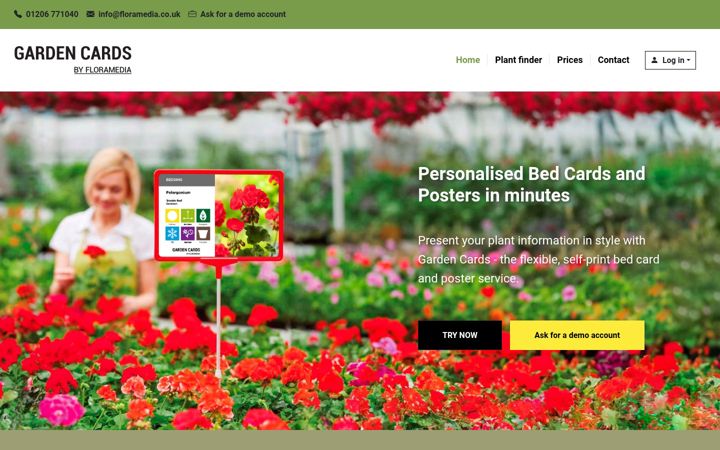 Screenshot of gardencards.info