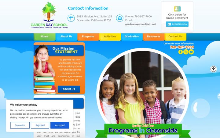 Screenshot of gardendayschoolinc.com