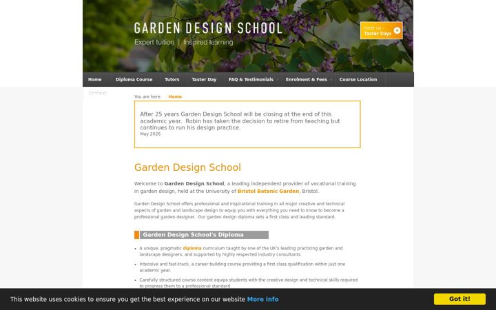 Screenshot of gardendesignschool.co.uk