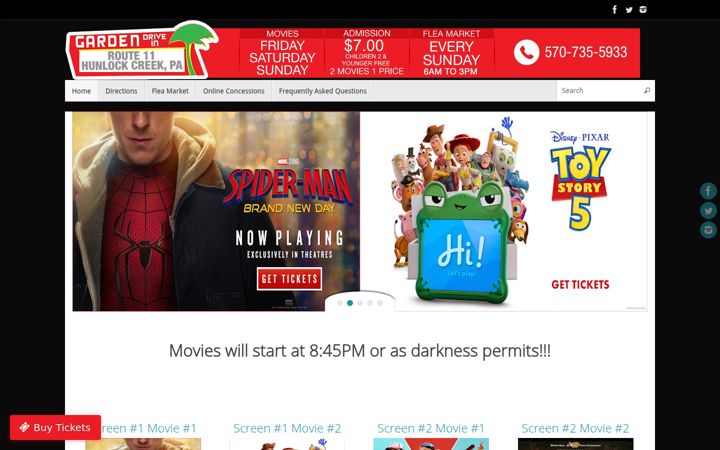 Screenshot of gardendrivein.com