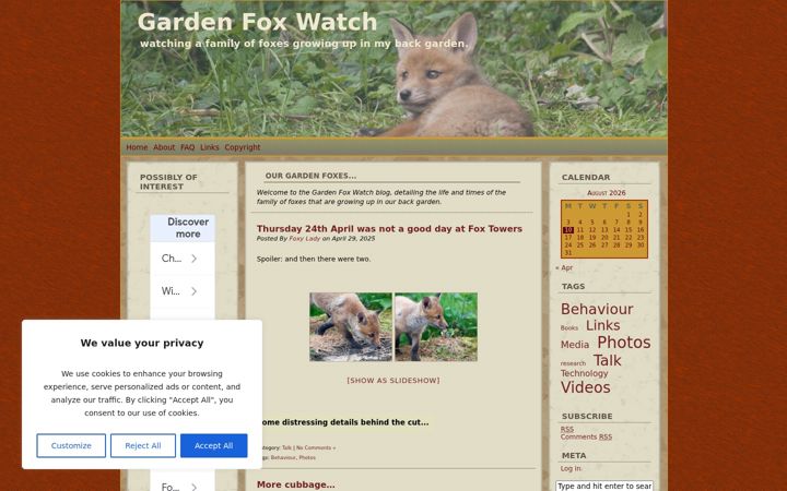 Screenshot of gardenfoxwatch.co.uk