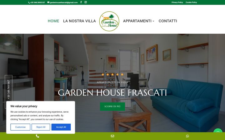 Screenshot of gardenhousefrascati.it