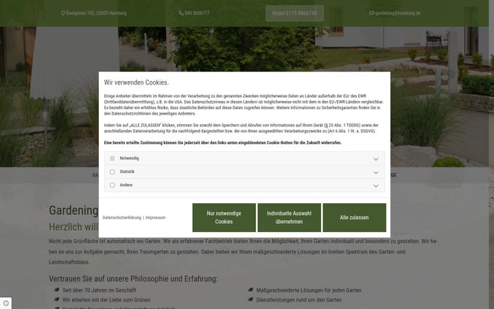 Screenshot of gardening-hamburg.de
