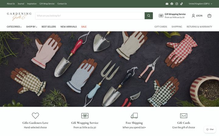 Екранна снимка на gardeninggifts.co.uk
