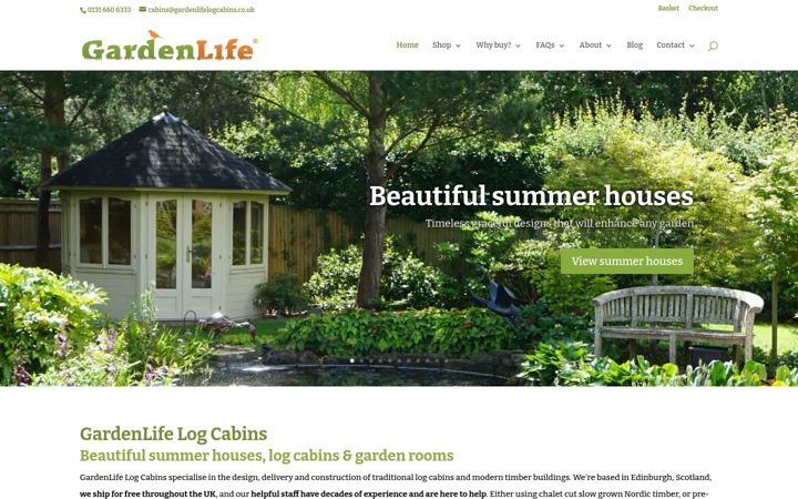 Screenshot of gardenlifelogcabins.co.uk