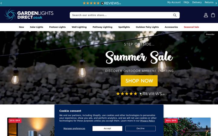 Screenshot of gardenlightsdirect.com